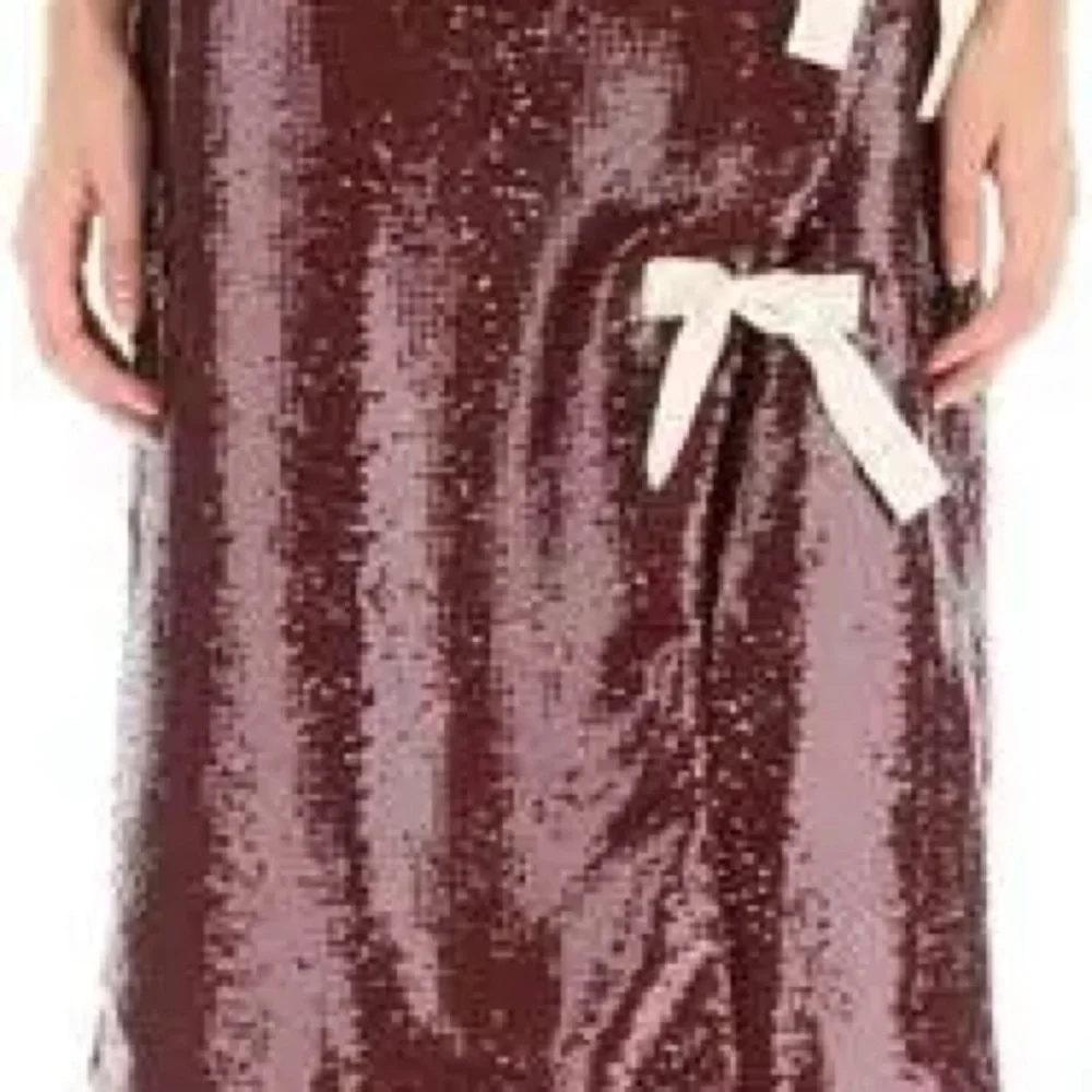 Ganni Sequin Midi Skirt with Bows - Burgundy size 34